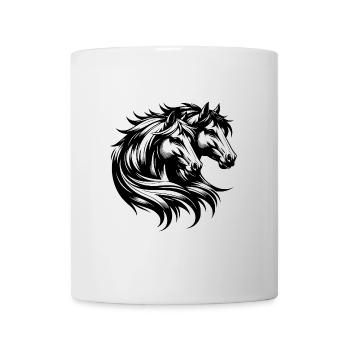 Portrait de cheval deux chevaux élégant belle crinière - Mug blanc - blanc - Devant