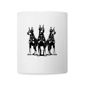 Drei Dobermänner Hunde wachsam und aufmerksam - Tasse - Weiß - Vorne