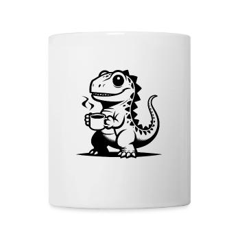 Lustiges mit Dinos, Dino Baby mit Kaffeetasse - Tasse - Weiß - Vorne