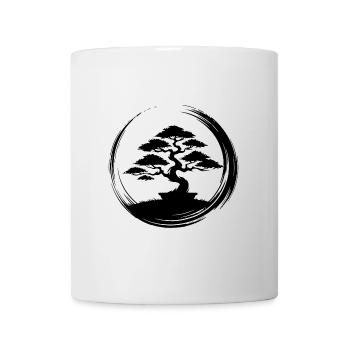Eleganter Bonsai Baum im Sonnenuntergang - Tasse - Weiß - Vorne