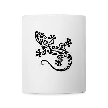 Gecko mignon dans le style d’encre de tatouage tribal - Mug blanc - blanc - Devant