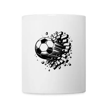 Knaller Fußball Schuss durchbricht Ziegel Wand - Tasse - Weiß - Vorne