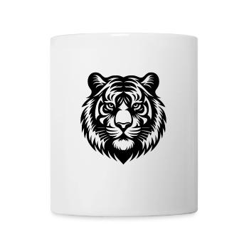 Grimmiger Tattoo Tiger Kopf Zeichnung - Tasse - Weiß - Vorne