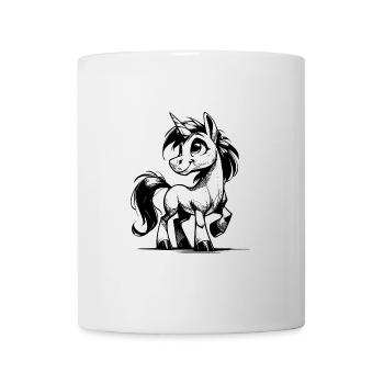 Smiling Fairy Tale Unicorn Pencil Sketch - Mug - white - Front
