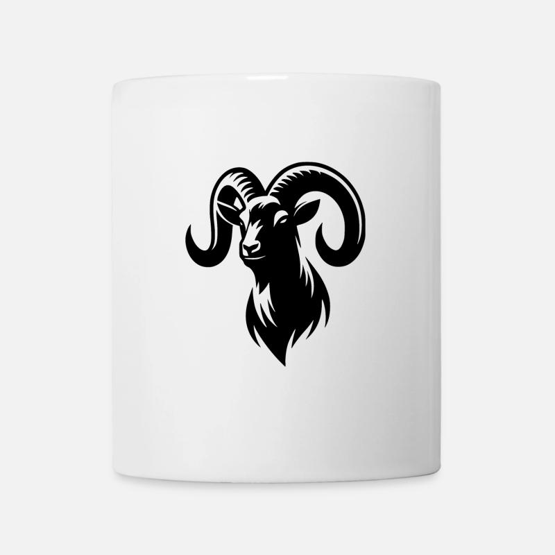 bouc avec d’énormes cornes - Mug blanc - blanc