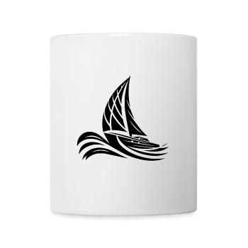 Sailboat on course in big waves - Mug - white - Front