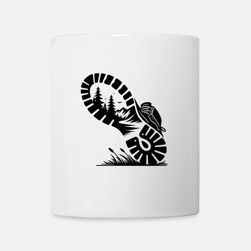 Wanderschuh mit Wald Profil für Wanderer - Tasse - Weiß
