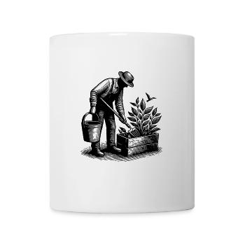 Hobby gardener doing gardening - Mug - white - Front