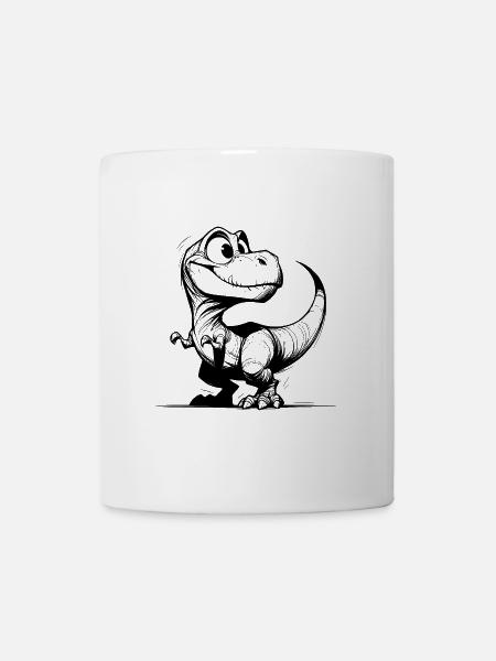 Freundlich lächelnder T-Rex Dino Zeichnung - Tasse - Weiß