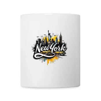 New York City – Skyline, Statue of Liberty and Taxis - Mug - white - Front