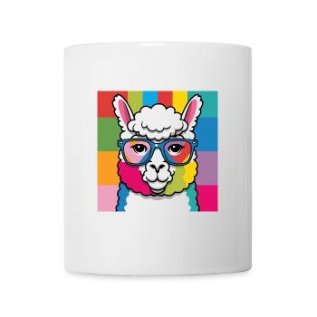 Alpaca Llama Colorful and Cool with Glasses - Mug - white - Front