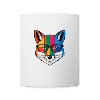 renard dessin animé cool coloré avec des lunettes - Mug blanc - blanc - Devant