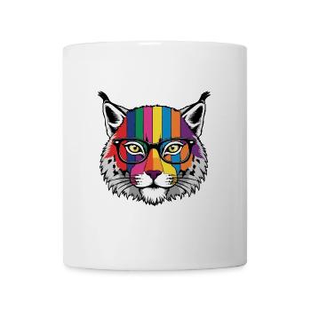 Lynx Feline Glasses Colorful Cool - Mug - white - Front