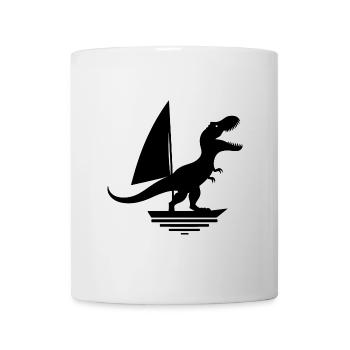 Dinosaur T-Rex Sailboat Silhouette minimalisti - Mug - white - Front