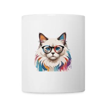 Ragdoll Katze süß cool mit Brille - Tasse - Weiß - Vorne