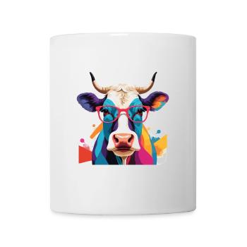 Cow Cool mit Brille Cool - Tasse - Weiß - Vorne