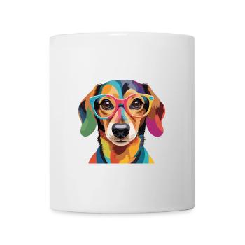 Dackel Hund Dackel Coole Brille Bunt - Tasse - Weiß - Vorne
