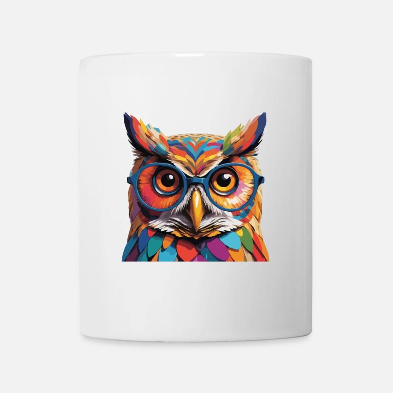 Eule Cool mit Brille Colored Tough - Tasse - Weiß