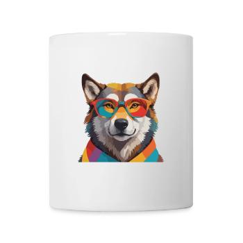 Wolf Cool mit Brille Bunt - Tasse - Weiß - Vorne