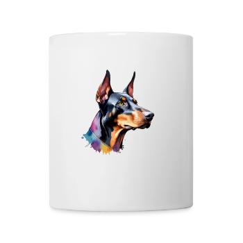 Dobermann Hund Cool Bunt Groß - Tasse - Weiß - Vorne