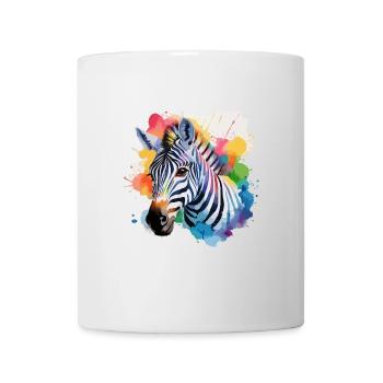 Zebra cool im bunten Design - Tasse - Weiß - Vorne