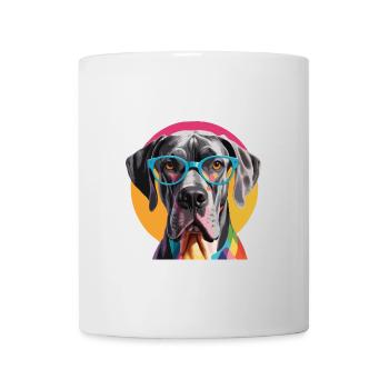 Deutsche Dogge Dogge Hund Bunte Brille - Tasse - Weiß - Vorne