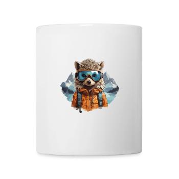 Igelkoll Cool à Bergen avec des lunettes de ski - Mug blanc - blanc - Devant