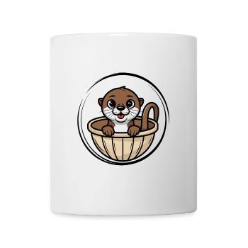 Cute baby otter in crib cot - Mug - white - Front
