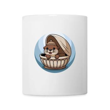 Mignon bébé loutre dans un lit bébé - Mug blanc - blanc - Devant