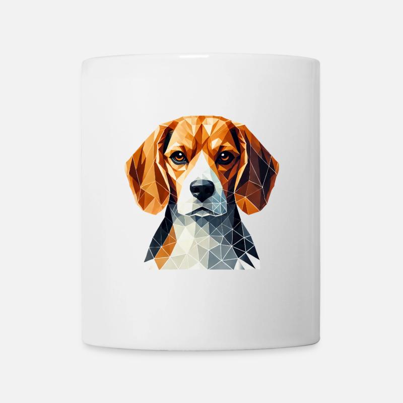 Beagle Portrait Géométrie Art Visage de Chien - Mug blanc - blanc