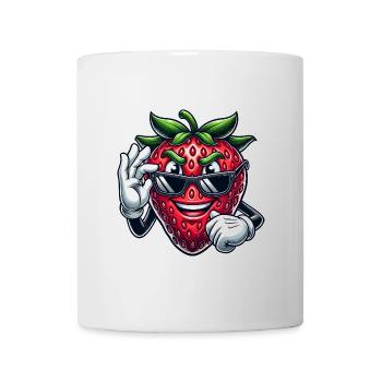 Cool Strawberry Fruit Comic with Sunglasses - Mug - white - Front