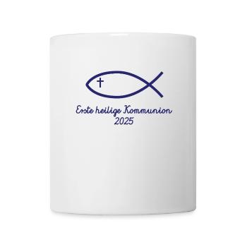 Erste Heilige Kommunion 2025 Fisch Erstkommunion - Tasse - Weiß - Vorne