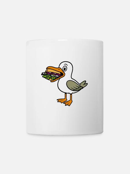 Moin Möwe Fischbrötchen Schnabel Fischmarkt HH - Tasse - Weiß