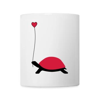 Tortue avec ballon de coeur - Mug blanc - blanc - Devant