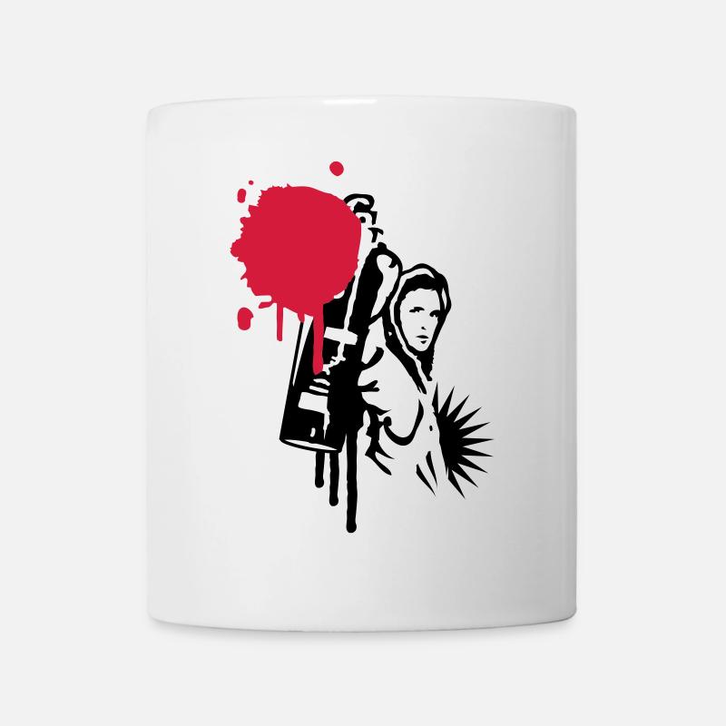 Graffiti sprayer mit Sprühdose im Graffiti Stil - Tasse - Weiß