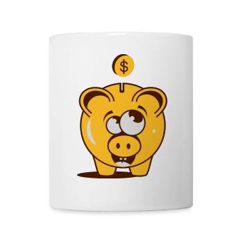 lustiges Sparschwein mit einem Dollar - Tasse - Weiß - Vorne