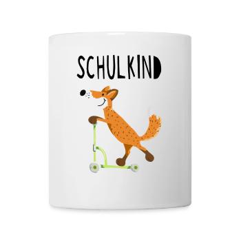 Endlich Schuldkind - Kleiner Fuchs mit Roller - Tasse - Weiß - Vorne