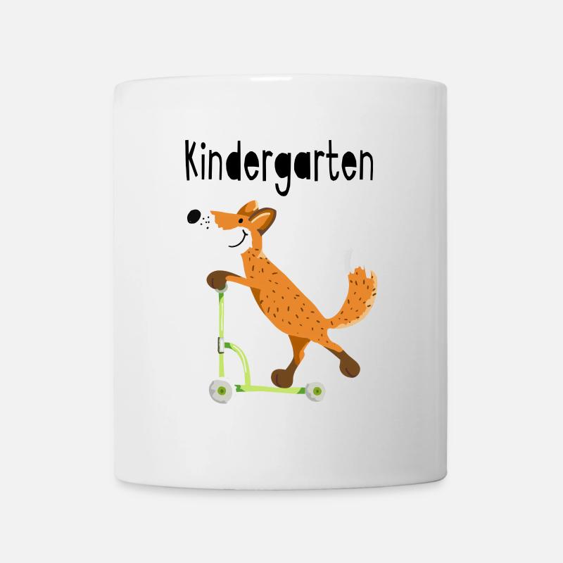 Auf den Kindergarten - lustiger Fuchs mit Roller - Tasse - Weiß