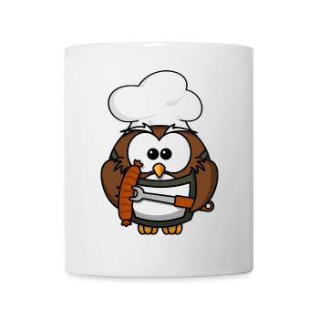 Eule Grill Wurst Kochhut Geschenk Idee Grillen - Tasse - Weiß - Vorne