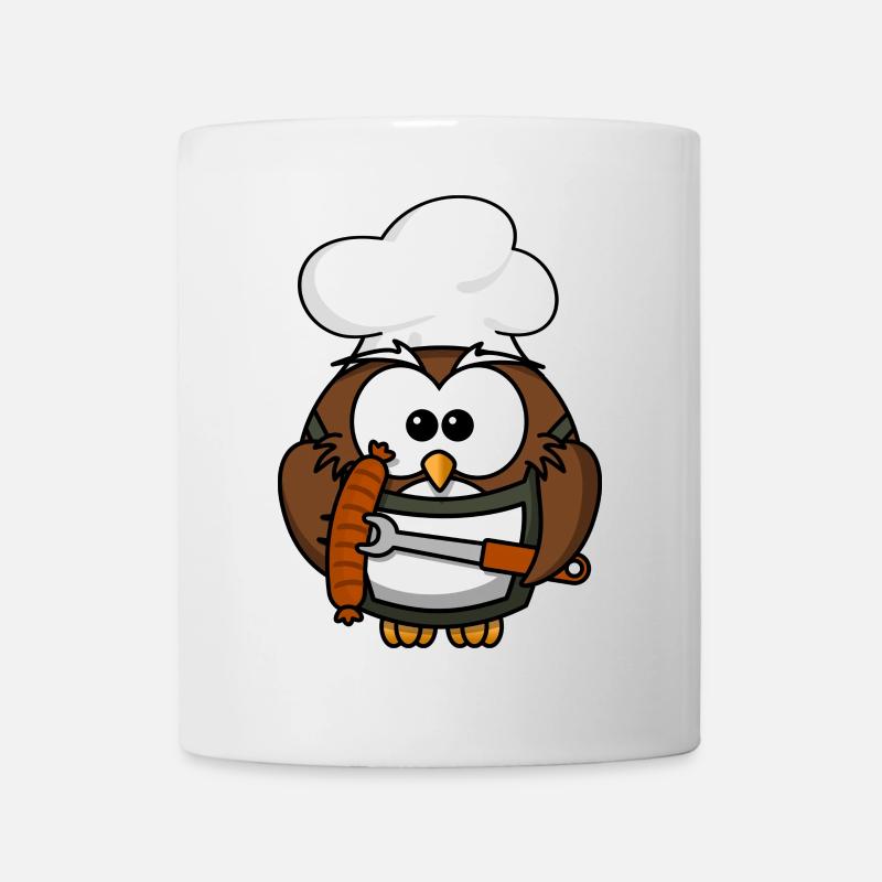 Eule Grill Wurst Kochhut Geschenk Idee Grillen - Tasse - Weiß