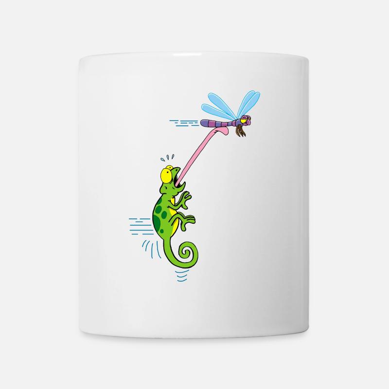 Caméléon et libellule - Mug blanc - blanc
