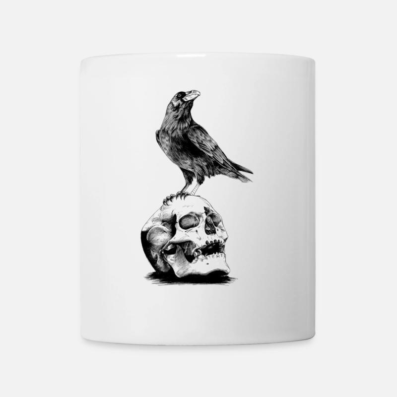 Skull with a crow - Mug - white