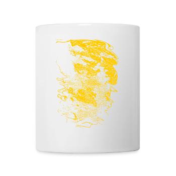 Gelbes Profil-Silhouette Muster - Tasse - Weiß - Vorne