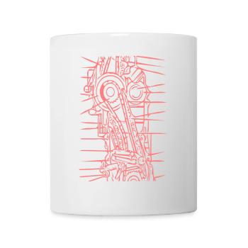 Rosa Linien-Roboter Kunst - Tasse - Weiß - Vorne