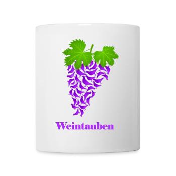 rote Weintauben, Weintrauben, Tauben, Taube - Tasse - Weiß - Vorne