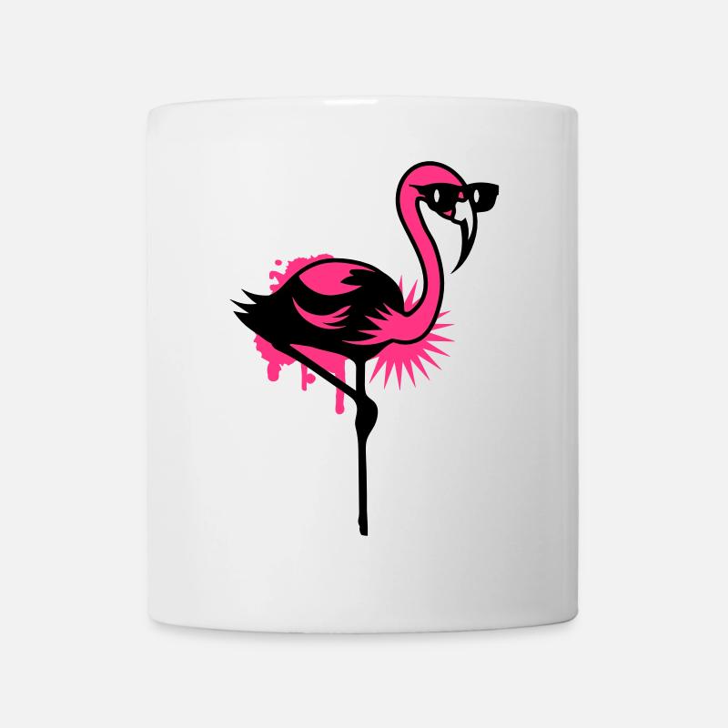 Le flamant rose avec des lunettes de soleil - Mug blanc - blanc