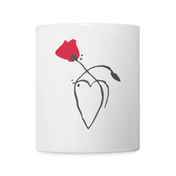 Mohn und Herz - Tasse - Weiß - Vorne