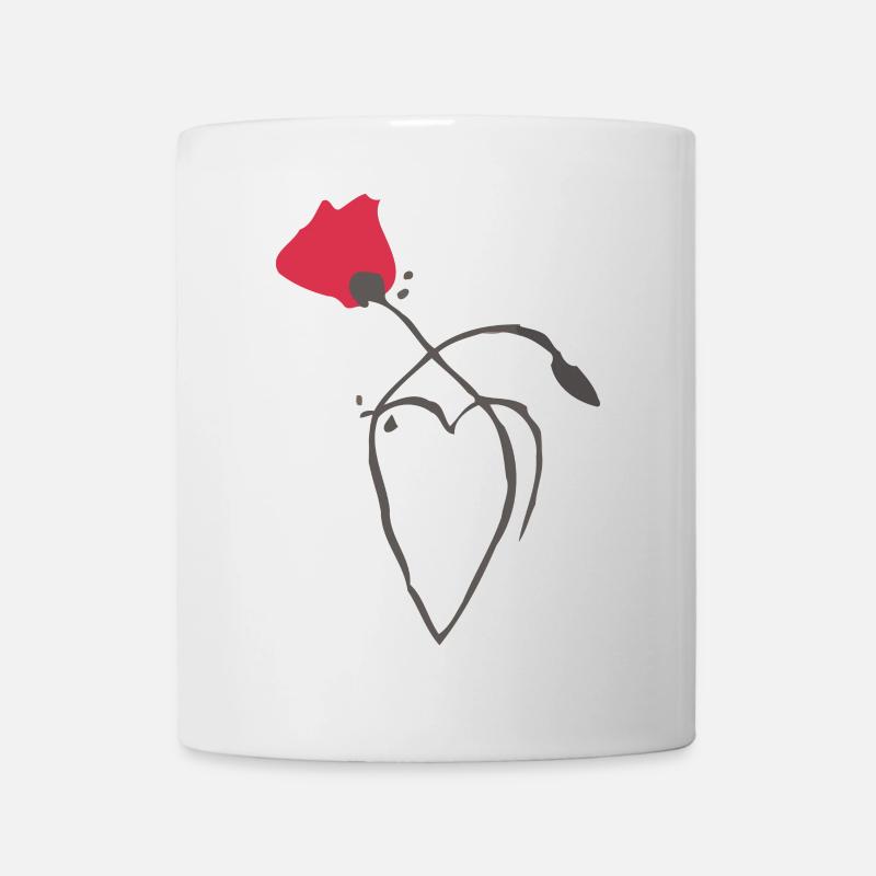 coquelicot et coeur - Mug blanc - blanc