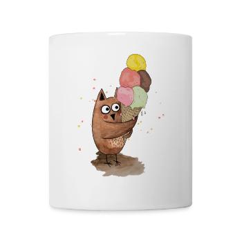 Eule mit riesigem Eis - Tasse - Weiß - Vorne