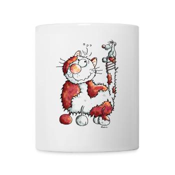 Fröhliche Katze - Katzen - Tasse - Weiß - Vorne